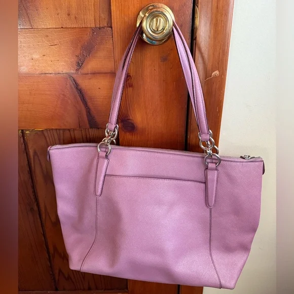 Coach Lavender Leather Tote Bag - Picture 2 of 6